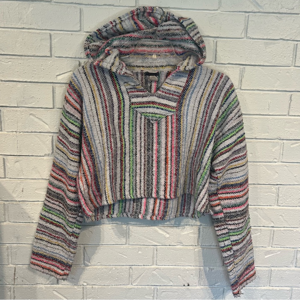 Earthbound Trading Cropped Jerga Baja Hoodie Sweater Women's L